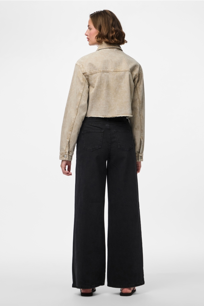 PCFAY CROPPED DENIM JACKET 17158358 SANDSHELL
